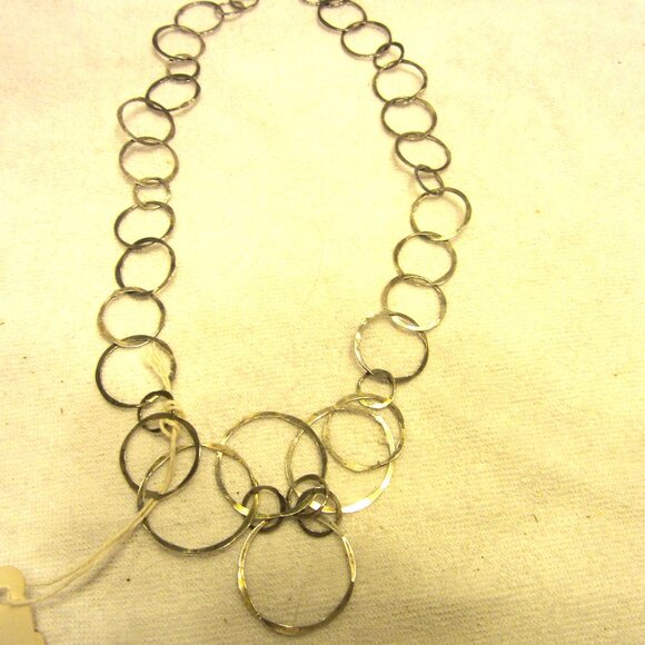 VTG ORIGINAL LOOPED CIRCLES NECKLACE, SILVERTONE - Picture 1 of 4